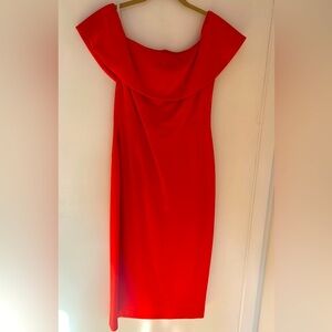 BABATON off-shoulder dress. Orange. Size 8.